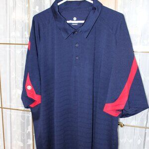 Halloway Men Polo Shirt Golf SZ 3XL Jersey Navy & Red 1/4 Button Casual